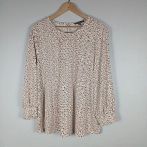 Adrianna Papell Pleated Moss Crepe Women's 3/4 Sleeve Top Sz M - Champagne - Picture 1 of 7