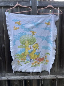 Vintage Sesame Street Coperta Bambino Cialda Termica Raso Muppets Big Bird Difetto - Foto 1 di 24