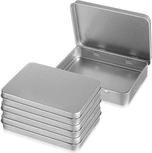 4 Stück Metall Dosen mit Deckel Mini Tragbar Rechteckig Blechdosen mit Klappdeckel - Bild 1 von 8