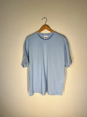 Hanes тяжелый 50/50 пустая футболка XL светло-синий Y2K сделано в Сальвадоре - Изображение 1 из 3