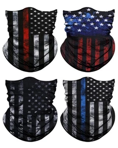 4 Pack US Flag Bandana Balaclava Half Face Cover Neck Gaiter for Men Women - Picture 1 of 6