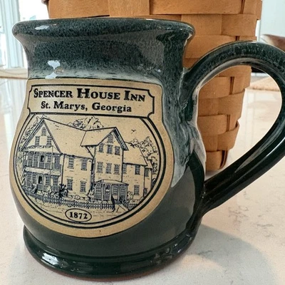 Керамическая чашка Spencer House Inn St. Mary's Georgia зеленая кружка керамика тяжелая б/у в отличном состоянии - Изображение 1 из 4