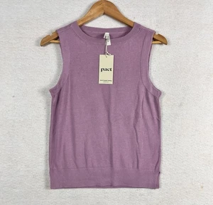 Pact Bio Henley lila Feinstrick Shell Tank Pullover Trägertop Small neu mit Etikett - Bild 1 von 11