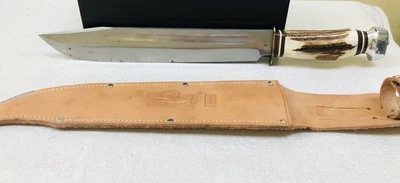 Edge Brand #490 Bowie BIG 9.5" blade Sheath Knife With Stag Handle lot#3 - Image 1 of 4