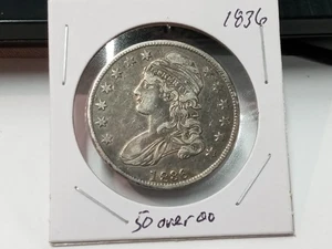 1836 Capped Bust Silver Half Dollar 50c 50/00 - Picture 1 of 10