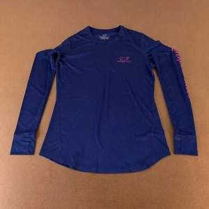 Vineyard Vines Women's Size Small Navy Pink Logo Long Sleeve Performance Tee - Picture 1 of 14