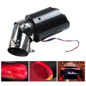 63mm Car Inlet Carbon Fiber Muffler Exhaust Tip Tail Pipe LED Lights Accessories - Imagen 1 de 10