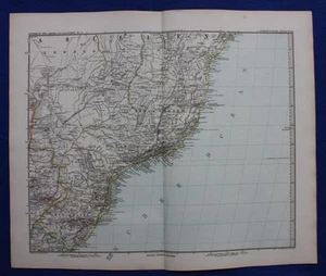 AMÉRICA DEL SUR, BRASIL, RIO DE JANEIRO, mapa antiguo original, Stieler, 1881 - Imagen 1 de 4