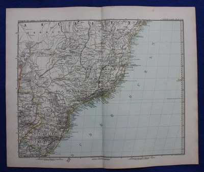 SOUTH AMERICA, BRAZIL, RIO DE JANEIRO, original antique map, Stieler, 1881 - Image 1 of 4