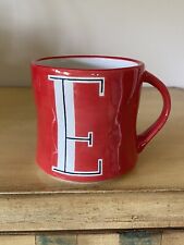 Anthropologie Colorway Monogram Letter "E" Initial Red 14OZ Mug Hand Painted