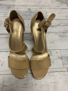 Stuart Weitzman Oneliner Patent Leather Open Toe Cork Wedges Heels Shoes Nude 10 - Picture 1 of 11
