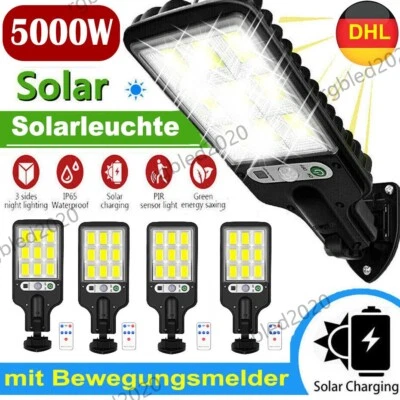 5000W LED Solarleuchte mit Bewegungsmelder Außen Fluter Strahler Solarlampe 2024 - Bild 1 von 4