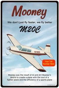 Mooney M20 / M20C (Cream/Red/Black) HD Airplane Sign - Picture 1 of 2