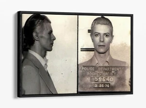 DAVID BOWIE MUGSHOT 2 -FLOAT EFFECT CANVAS WALL ART PIC PRINT- BLACK & WHITE - Picture 1 of 12