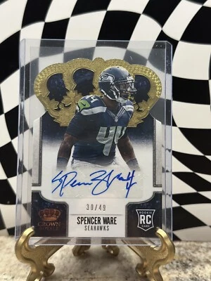 Spencer Ware Rookie Auto /49 Gold Crown Royale Die Cut  - Image 1 of 2