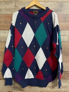 Boston Trader Vintage Mens Sweater Size Medium Heavy Multi Color Woven Pullover - Picture 1 of 3