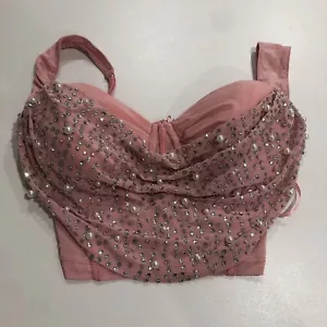 Windsor Pink Pearl And Gem Corset Top Large - Picture 1 of 4