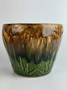 Vtg Robinson Ransbottom Roseville Majolica Jardiniere Planter Sun Moon 6" USA - Picture 1 of 3