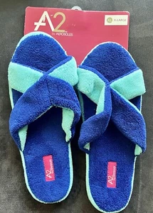 New - A2 Aerosoles Fuzzy Flip-Flop Cris-Cross Memory Foam Slippers XL 9.5-10.5 - Picture 1 of 4