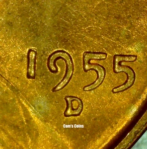 1955 D D/D Lincoln Wheat Cent rot doppelt gestempelt Vorderseite Penny RPM DDO STGL. - Bild 1 von 5
