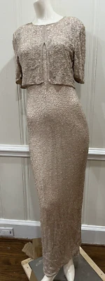SCALA Pure Silk Beaded Dress Formal Gown Attached Jacket Size M NWT Fits Small - Image 1 of 4