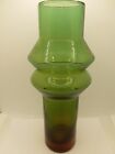 Riihimaki Riihimaen Aladin Glass Vase 10" 2 tone green amber Finland