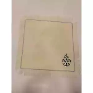 Tovagliolo quadrato vintage anni '30 cucito in casa 9" bianco crema - Foto 1 di 7