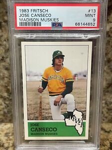 1983 Fritsch Jose Canseco Madison Muskies Rookie Card RC OAKLAND A's PSA 9 Mint