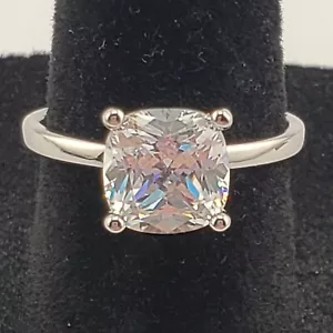 Anillo solitario de compromiso de plata de ley con corte cojín de 3 quilates talla 7 - Imagen 1 de 12
