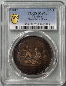 Turkey 2017 2.5 Lira Bronze Crown Nasreddin Hoca Seried #3 PCGS MS70 Top Only 1 - Picture 1 of 3