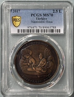 Turkey 2017 2.5 Lira Bronze Crown Nasreddin Hoca Seried #3 PCGS MS70 Top Only 1 - Image 1 of 3