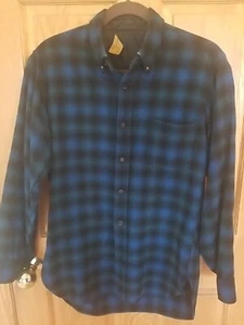 Pendleton Hombre Camisa Lana Manga Larga, 100% Lana Pura Hecha en EE. UU. Azul Negro - Imagen 1 de 17