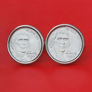 USA 1942 ~ 2020 Jefferson Nickel 5 Cent Münze versilbert Manschettenknöpfe - Bild 1 von 81