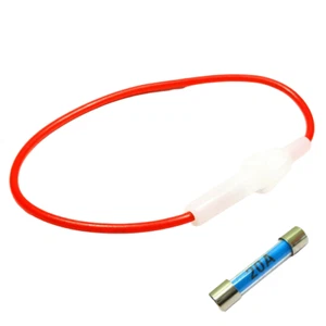Inline Glass Fuse Holder With 20a Fuse - Wire Cable 30mm Boat Car Marine Holder - Picture 1 of 1