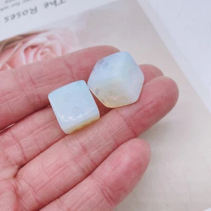 2Pcs Natural Opalite Reiki Dice Crystal Quartz Healing Decorate Palm Gift - Picture 1 of 6