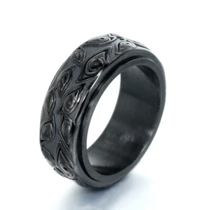 Vintage God Eye Spinner Ring Stainless Steel Black Eye Spinning Ring Size 7-13 - Picture 1 of 3