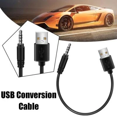 3.5mm AUX Audio To USB 2.0 Male Charge Cable Adapter Cord For Car MP3 - Image 1 of 4