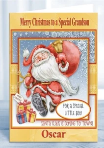 Personalised Christmas Card Santa Son Daughter Grandson Granddaughter Niece - Picture 1 of 2