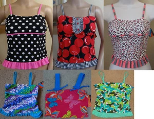 O'RAGEOUS floral/cherry/dot/butterflies/animal print strap swim tankini top,4-16 - Picture 1 of 16