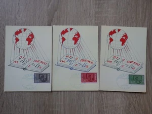 3x Cartes Maximum PREMIER JOUR FDC Annee 1966 France Yt 36 37 38 Unesco - Bild 1 von 1