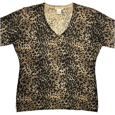 Suéter Lenard Cashmere Mujer XL Estampado Animal Pullover Cuello en V Foto 1 de 4