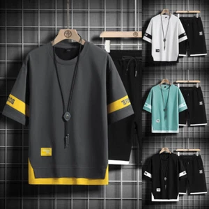 2PCS Men's Summer Sport Set T-Shirts & Shorts Tracksuit Sweatsuit Outfit Casual∂ - Picture 1 of 23