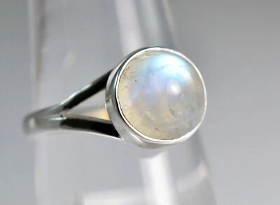 Anillo hecho a mano de plata de ley 925 con piedras preciosas de luna arco iris todos los tamaños Foto 1 de 4