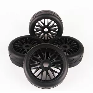 4 Pcs 1:8 On-Road Rubber Tires Wheel RC Car Buggy Rims Set For HPI HSP - Picture 1 of 4