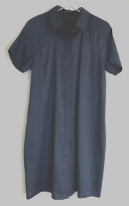 Lafayette 148 New York Sz Large Gray Linen Button Up Collared SS Pockets Dress - Picture 1 of 10