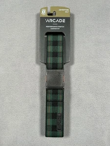 Arcade Adventure Belt Performance Stretch Custom Fit Plaid Emerald/Wine - Picture 1 of 2