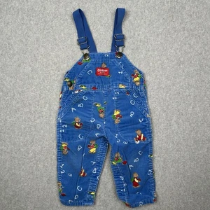 Vintage OshKosh B'gosh Blue Alphabet Corduroy Overalls Kids 24 Months USA - Picture 1 of 10