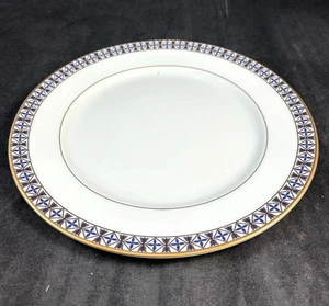 Plato de cena Gorham China Cambridge dorado y cobalto borde decoración en crema - Imagen 1 de 6