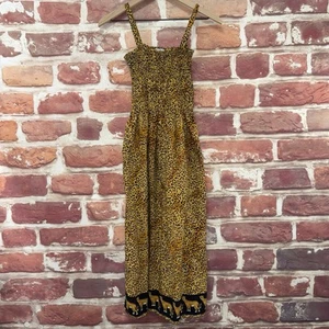 Just Love Summer Dress Womens M Tan Black Safari Animal Print Beachy Stretchy - Picture 1 of 8