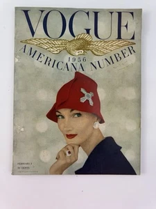 1956 Vogue February 1 Issue Americana Number Vintage Cover Karen Radkaj - Picture 1 of 16